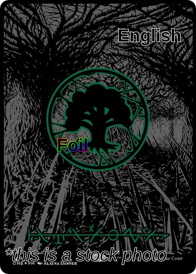 Forest (Phyrexian) - Full Art (Oil Slick Raised Foil)