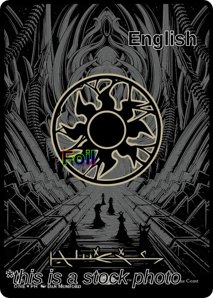 Plains (Phyrexian) - Full Art (Oil Slick Raised Foil)