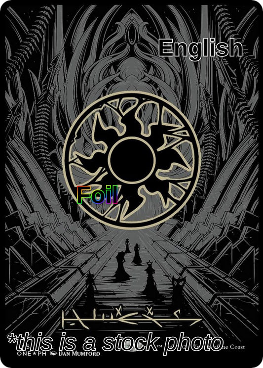 Plains (Phyrexian) - Full Art (Oil Slick Raised Foil)