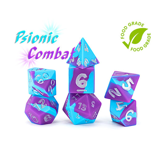 7 - Die Set Anti-Stress Silicone Dice - Psionic Combat
