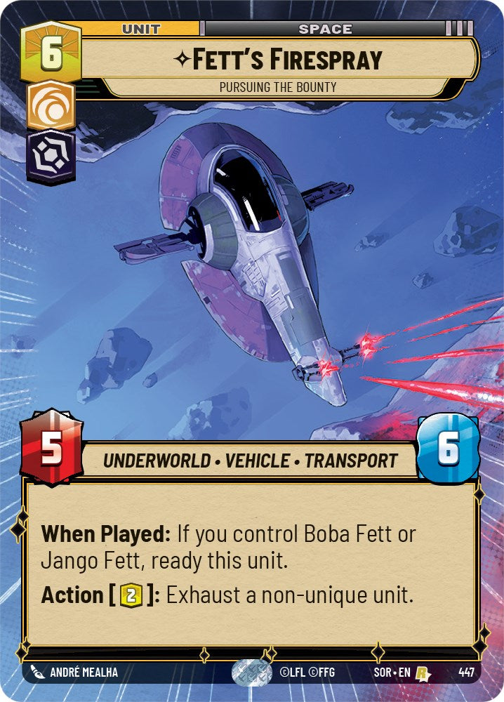Fett's Firespray - Pursuing the Bounty (Hyperspace) [SOR - 447 - Rare] - Spark of Rebellion