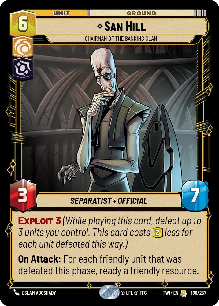 San Hill - Chairman of the Banking Clan [TWI - 186/257 - Rare] - Twilight of the Republic