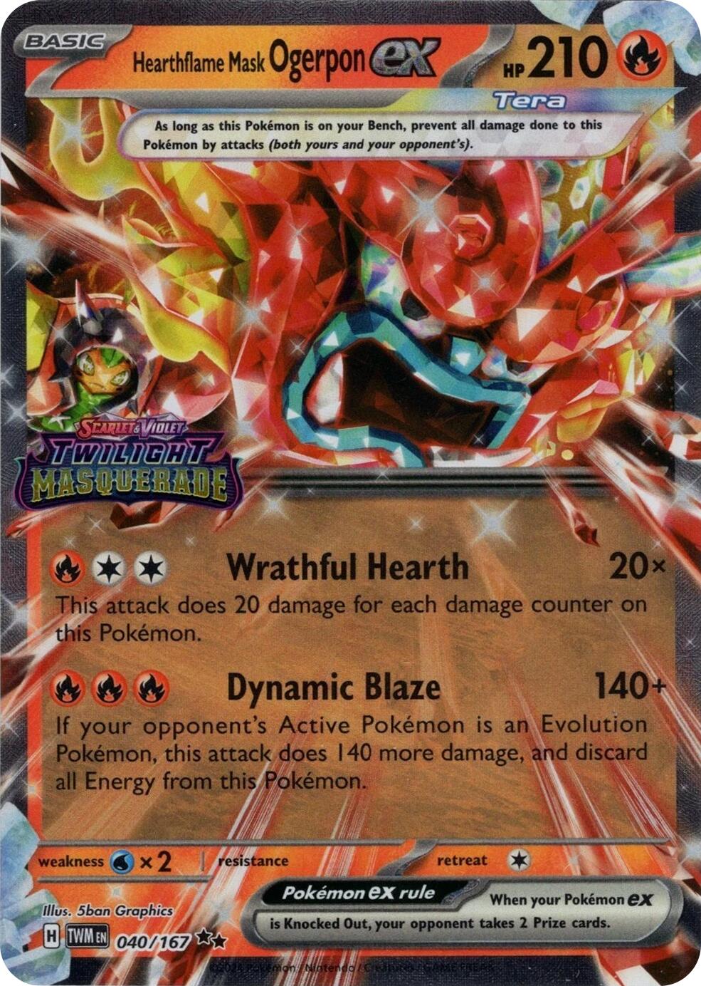 Hearthflame Mask Ogerpon ex (Twilight Masquerade Stamp)