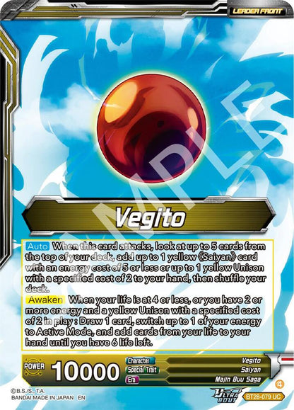 Vegito // SS Vegito, Transcendent Rage (Back)
