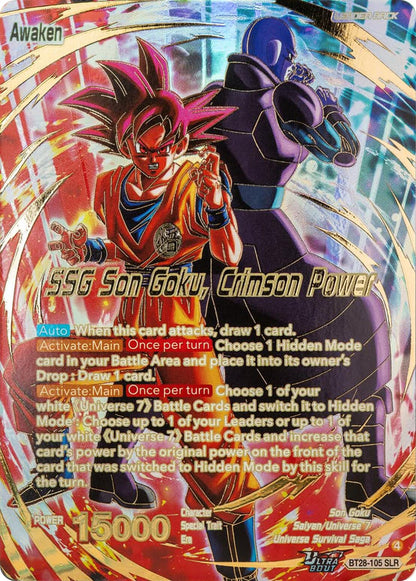 Son Goku // SSG Son Goku, Crimson Power (SLR) [BT28 - BT28-105 - Special Leader Rare] - Prismatic Clash