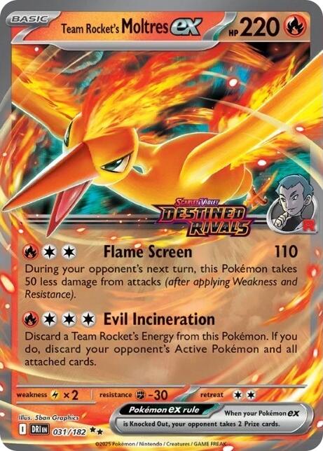 Team Rocket's Moltres ex - 31/182 (Destined Rivals Stamp)