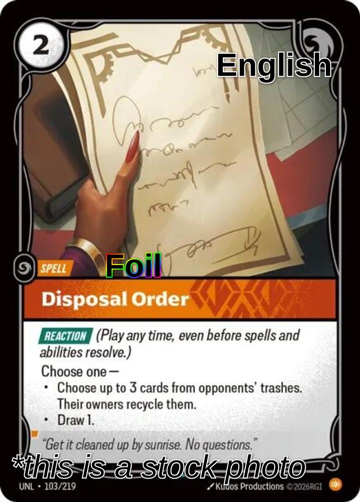 Disposal Order