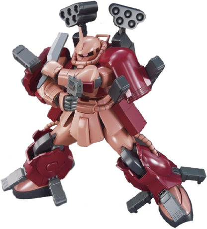 Toy figure of a robot with red and beige color scheme on a white background