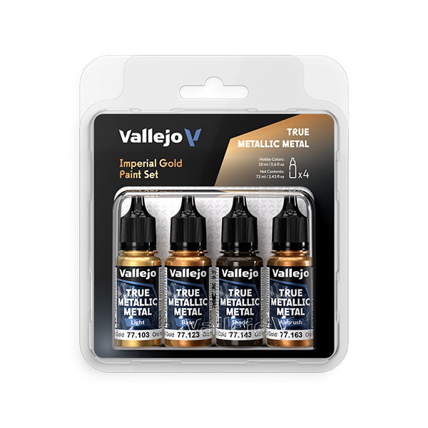 Vallejo True Metallic Metal Set: Imperial Gold (4 Color Set) 18 ml.
