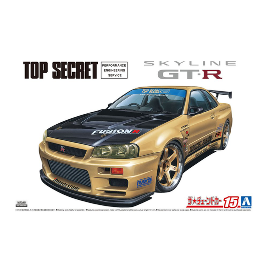 Aoshima: 1/24 TOPSECRET BNR34 SKYLINE GT-R '02 (NISSAN) Scale Model Kit