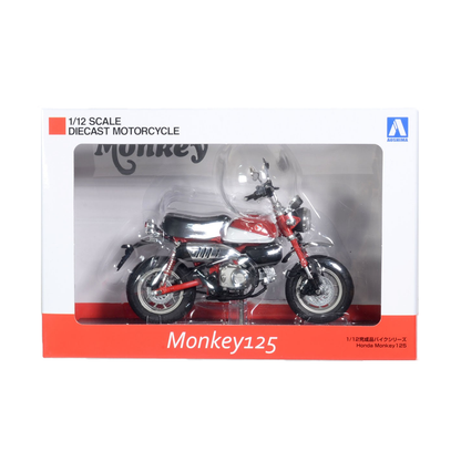 Aoshima: 1/12 Scale Honda Monkey 125 (Pearl Nebula Red) Diecast Motorcycle