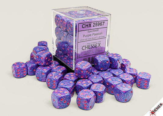 Chessex: 36CT Speckled Purple Passion 12mm D6 Dice Cube
