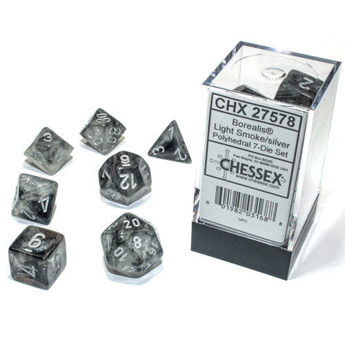 Chessex: Polyhedral Borealis Dice sets - Kelp / Light Green
