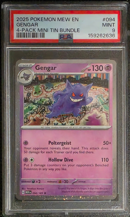 Pokemon Gengar (Cosmo Holo) # 094 - S & V 151 - Graded PSA 9