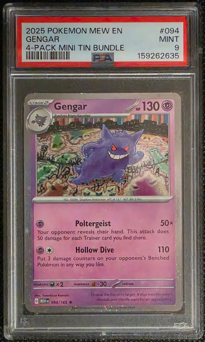 Pokemon Gengar (Cosmo Holo) # 094 - S & V 151 - Graded PSA 9