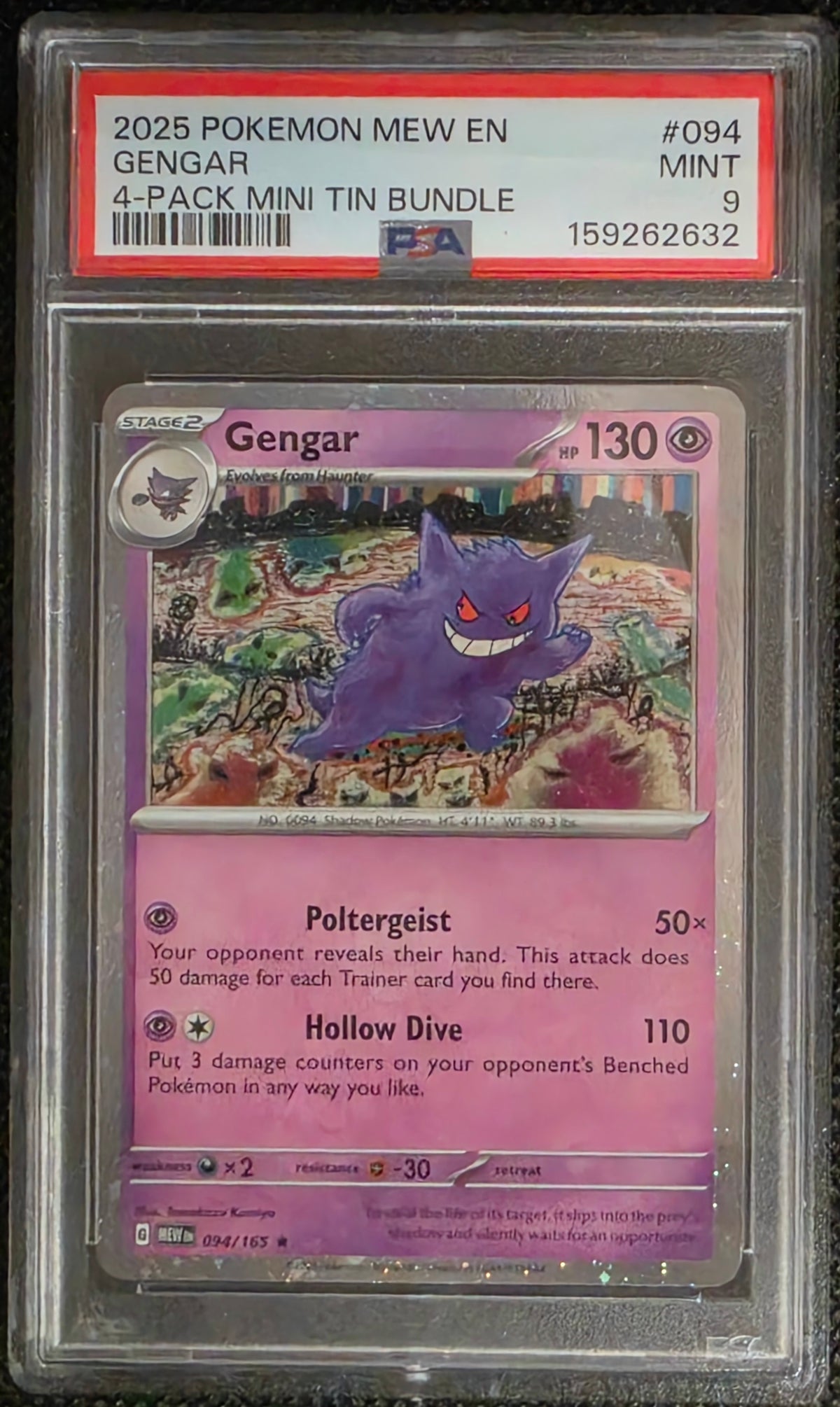 Pokemon Gengar (Cosmo Holo) # 094 - S & V 151 - Graded PSA 9