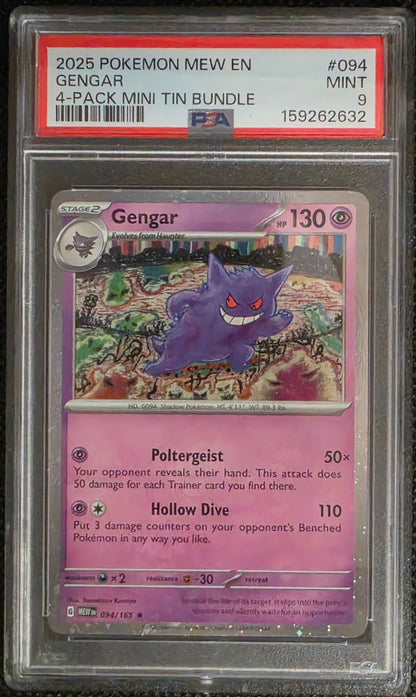 Pokemon Gengar (Cosmo Holo) # 094 - S & V 151 - Graded PSA 9