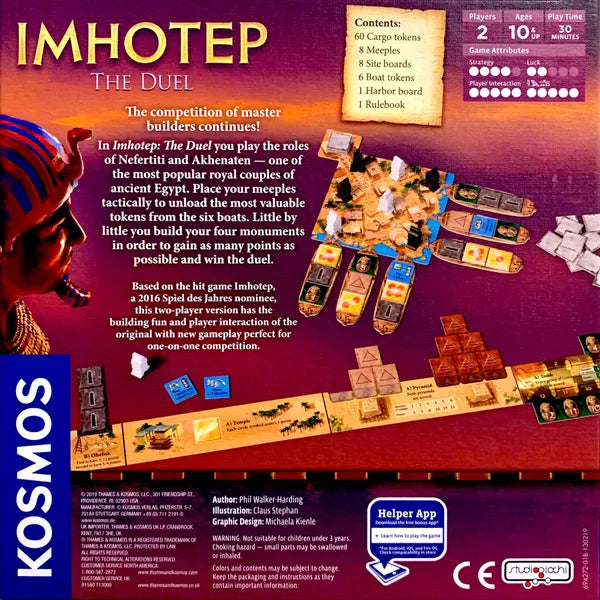 Back of the board game Imhotep : The Duel