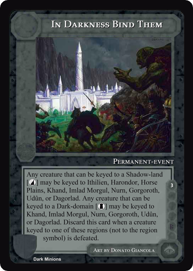 In Darkness Bind Them - Dark Minions - Middle Earth CCG / TCG
