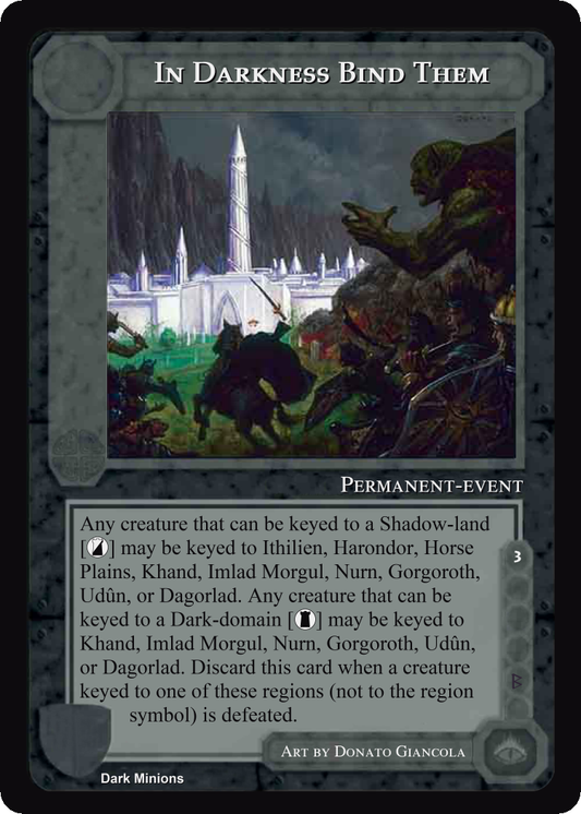 In Darkness Bind Them - Dark Minions - Middle Earth CCG / TCG
