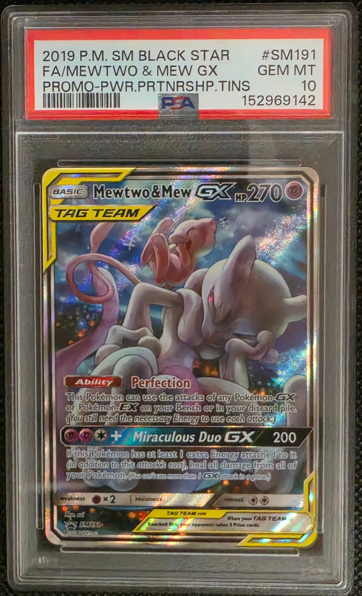 Pokemon Mewtwo&Mew GX # 191 - S & M Promo - Graded PSA 10