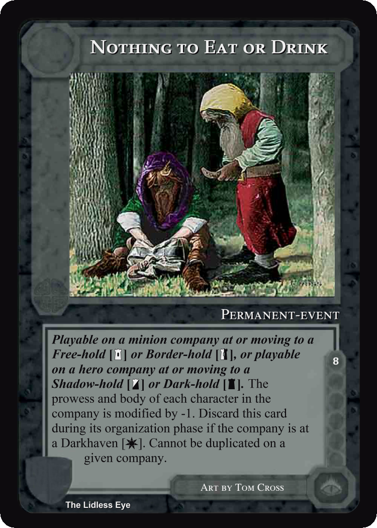 Nothing To Eat Or Drink - Lidless Eye - Middle Earth CCG / TCG
