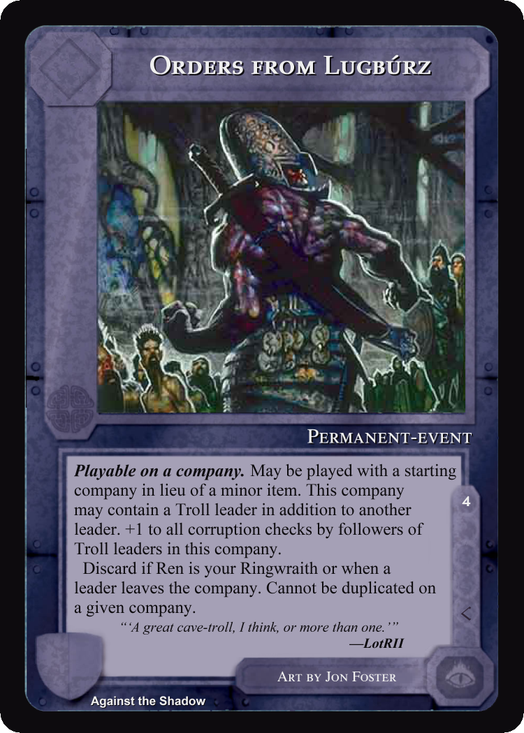 Orders From Lugburz - Against the Shadow - Middle Earth CCG / TCG
