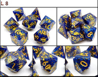 Resin Sharp Edged Themed 7 Piece Polyhedral Dice Set