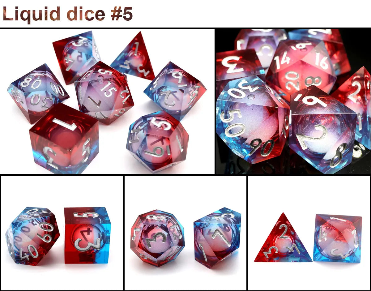 Resin Sharp Edged Themed 7 Piece Polyhedral Dice Set