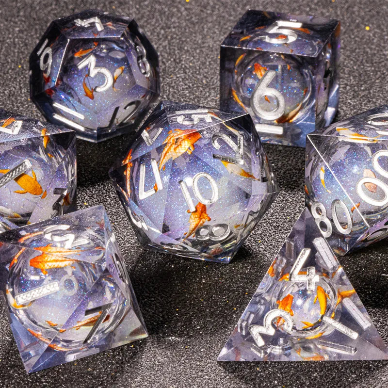 Liquid Core - Polyhedral 7 Piece Die / Dice Set - Sharp Edged