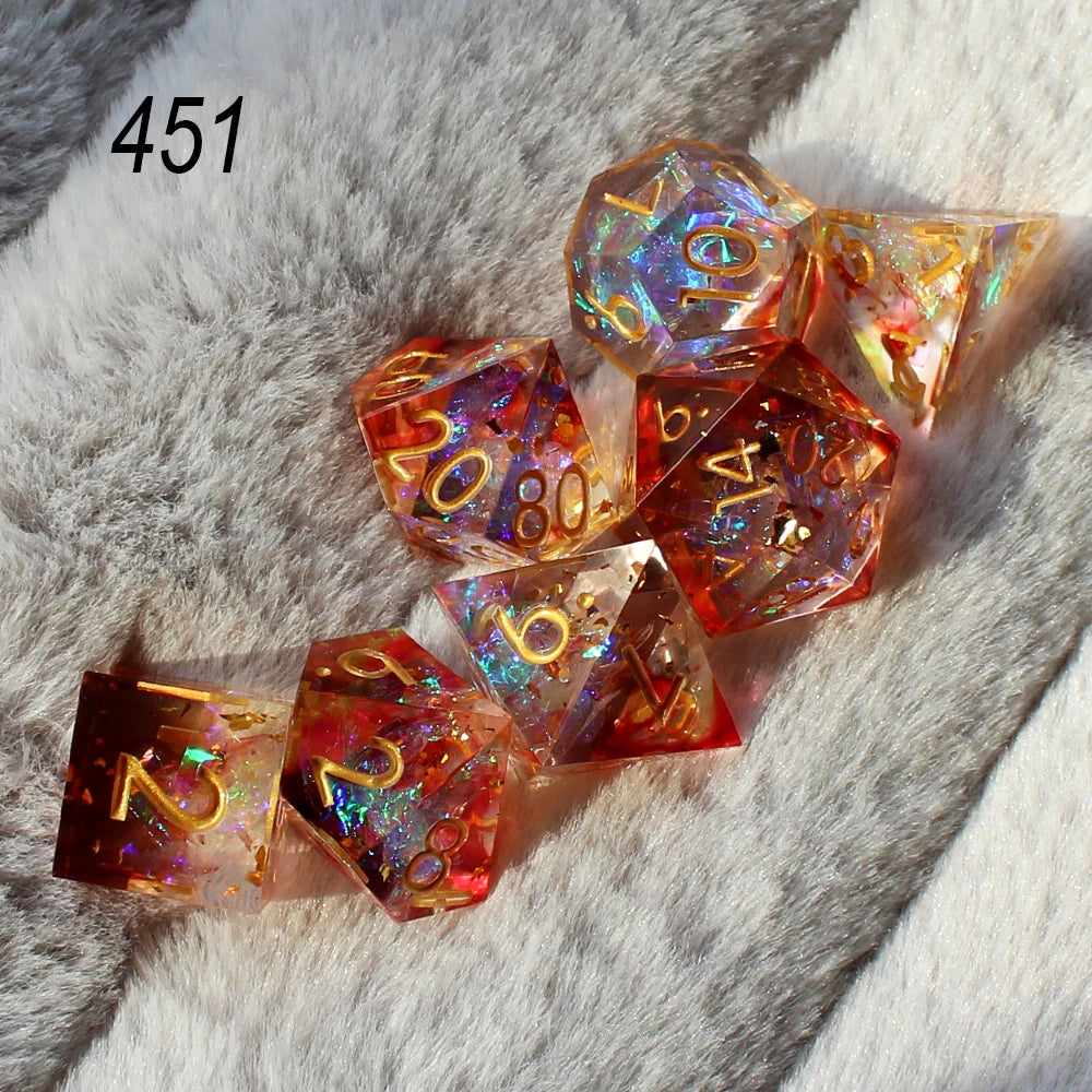 7 Piece Resin Sharp Edged Crystal Themed Dice Set