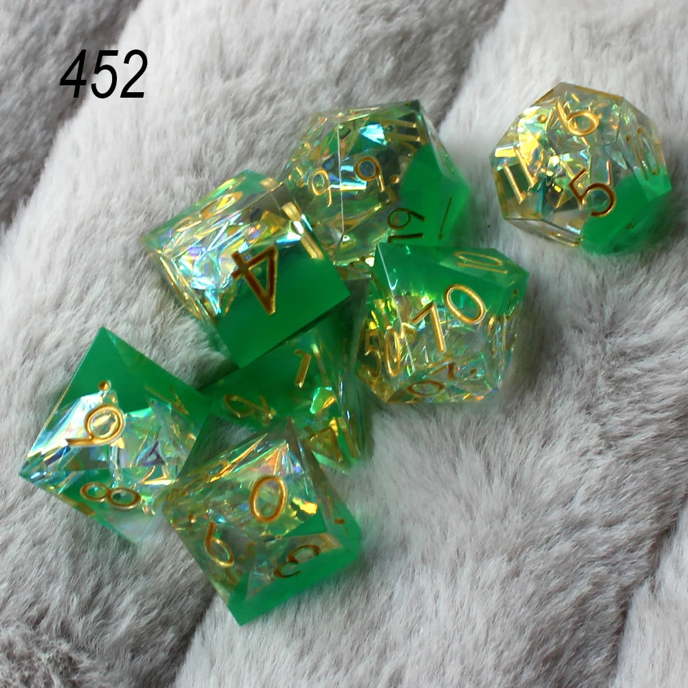 7 Piece Resin Sharp Edged Crystal Themed Dice Set