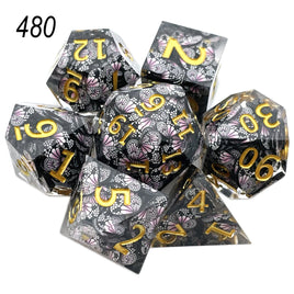 7 Piece Butterfly Wing Theme Polyhedral Dice Set