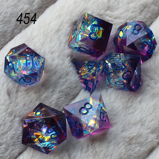 7 Piece Resin Sharp Edged Crystal Themed Dice Set