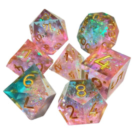 Translucent Crystal Themed 7 Piece Polyhedral Resin Dice Set