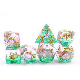 Rainbow Themed 7 Piece Polyhedral Resin Dice Set