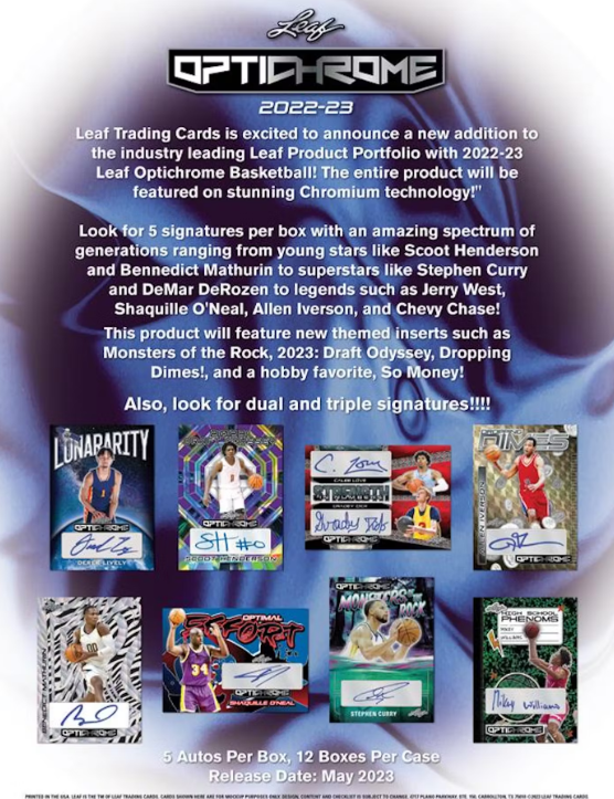 2022 / 2023 Leaf Optichrome Basketball Hobby Box