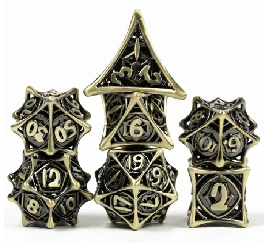 Hollow Metal 7 Pieces Polyhedral Spider Web Theme Dice Set