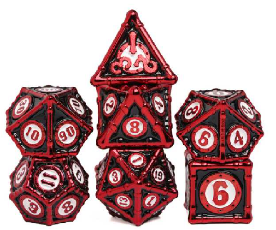 Metal Bamboo Themed 7 Piece Dice Set