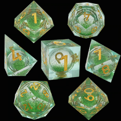 Liquid Core - Polyhedral 7 Piece Die / Dice Set - Sharp Edged