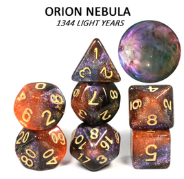 Cosmic Galaxy Themed 7 Piece Polyhedral Dice Set