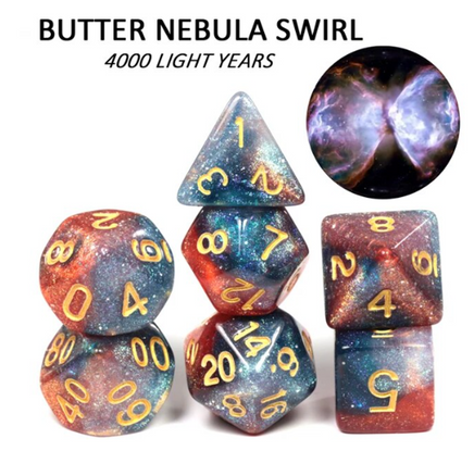 Cosmic Galaxy Themed 7 Piece Polyhedral Dice Set