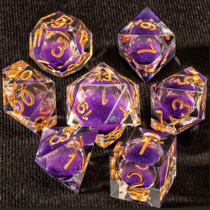 Liquid Core - Polyhedral 7 Piece Die / Dice Set - Sharp Edged