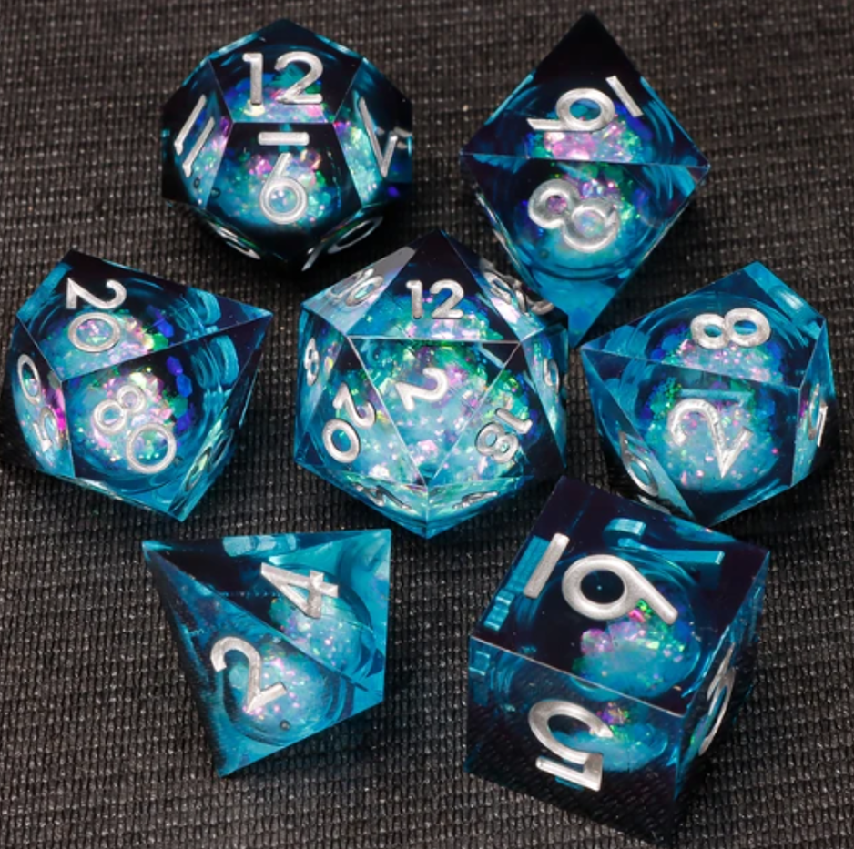 Liquid Core - Polyhedral 7 Piece Die / Dice Set - Sharp Edged