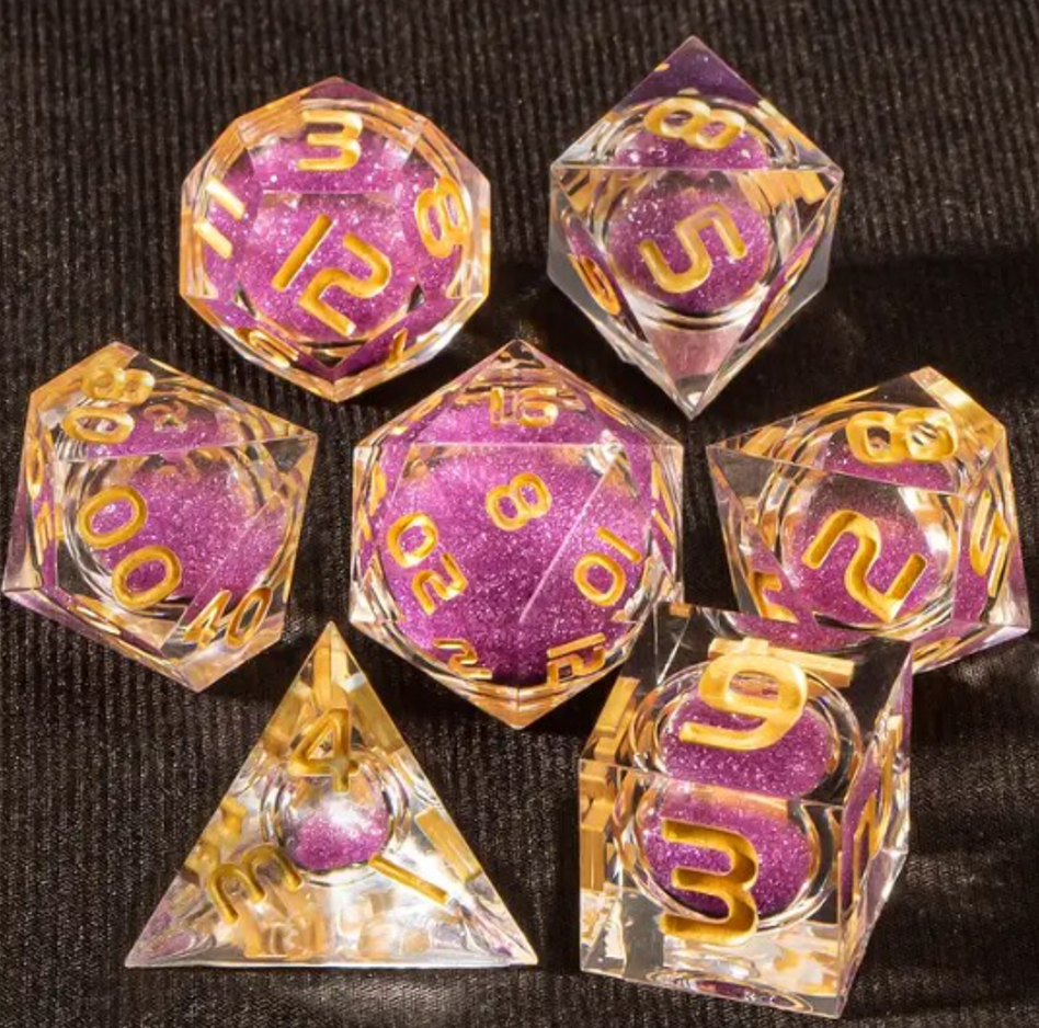 Liquid Core - Polyhedral 7 Piece Die / Dice Set - Sharp Edged