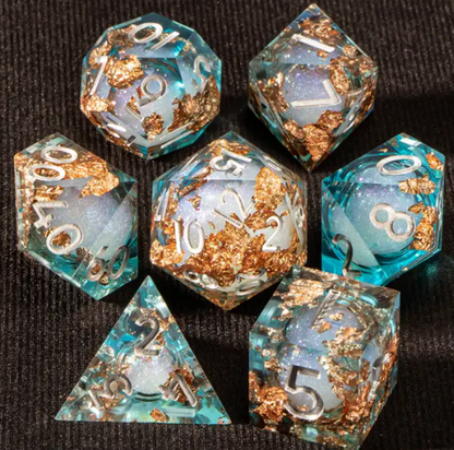 Liquid Core - Polyhedral 7 Piece Die / Dice Set - Sharp Edged