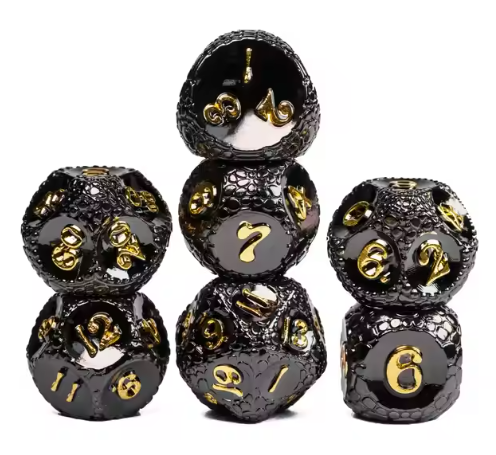 7 Piece Polyhedral Metal Solid Dice Set - Stone/Pebble Texture