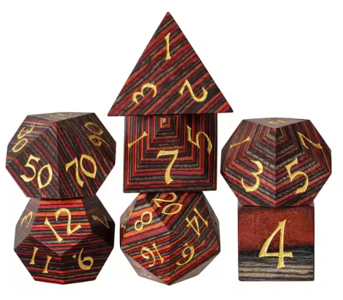 7 Piece Polyhedral Wooden Dice Set