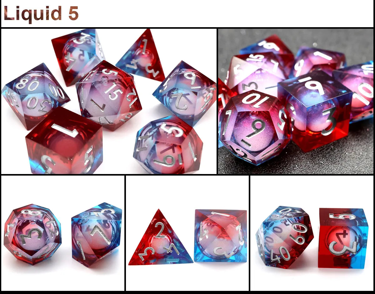 Resin Sharp Edged Themed 7 Piece Polyhedral Dice Set