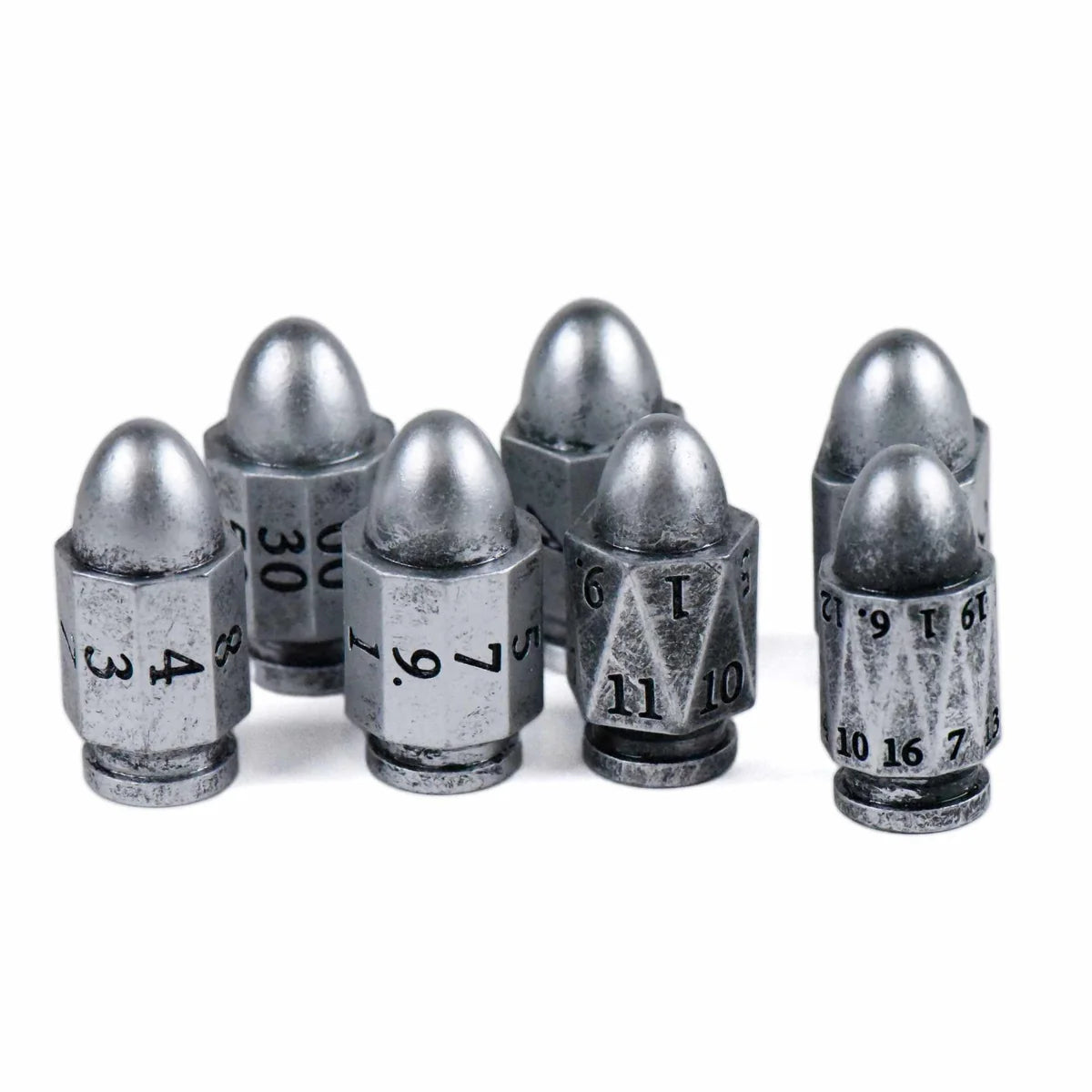 silver bullets dice set upright